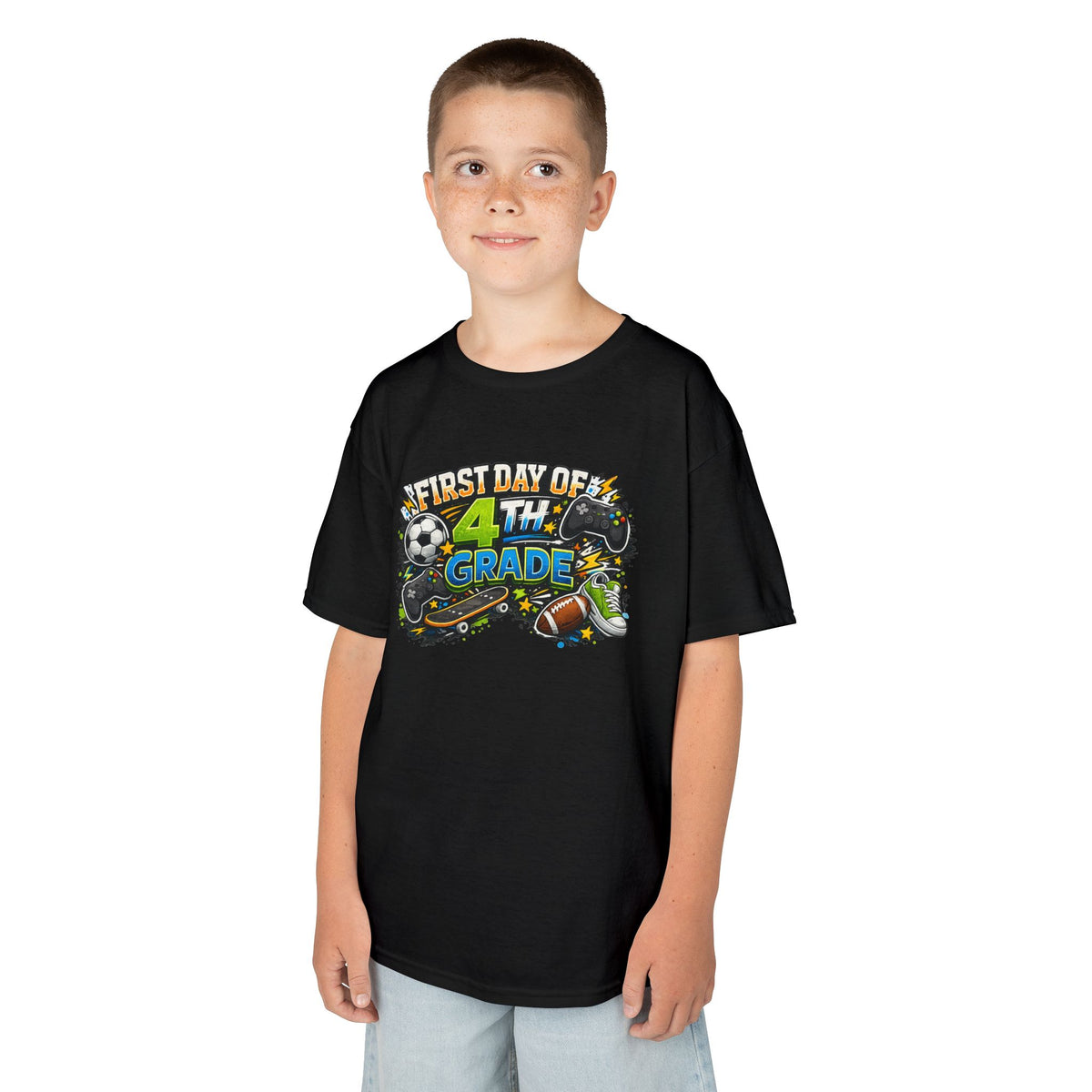 Child wearing a black t-shirt with Bitcoin-themed text on a white background