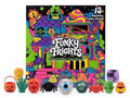 Funky Frights Squishy O'ween Countdown! box with colorful Halloween-themed packaging and multiple squishy toy items displayed in front on a white background.