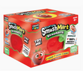 A red box of Crazy SmushMart Scented Strawberry squishy toys, featuring cartoon strawberry graphics and product details on a white background.