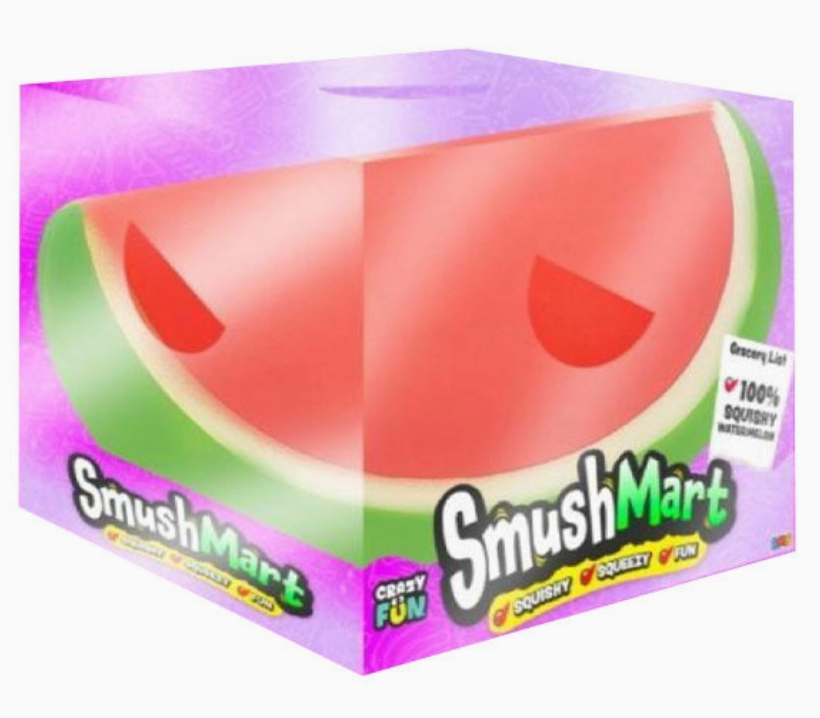 A boxed novelty item featuring a large watermelon slice graphic on the front and the brand name SmushMart on the packaging, photographed against a plain white background.
