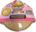 A packaged toy product labeled 'The Original Mystery Dumpling Pork Bun Edition' by Crazy Fun and RKS, showing a round beige dumpling-shaped item under clear plastic with a pink retail hanger card.